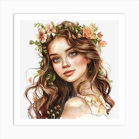 Girl With Flowers 25 Art Print