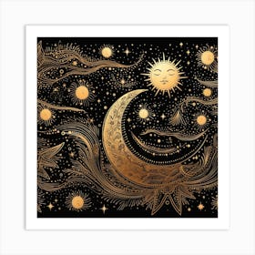 Moon And Stars 11 Art Print