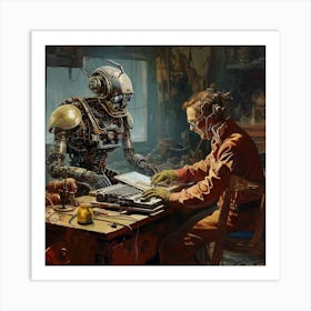 Robots And Men Art Print