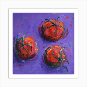 Tomatoes On Purple Square Art Print
