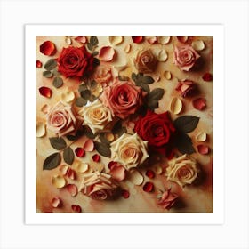 Roses On A Background Art Print