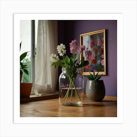 Flowers In A Mason Jar Art Print