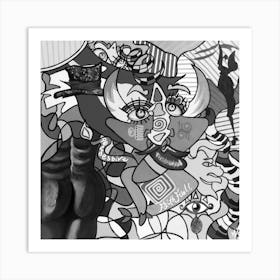 Abstract Figurative / Black & White / Zodiac Sign Taurus / 40x40cm Art Print