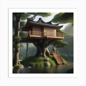 Japanese Tree House Art Print