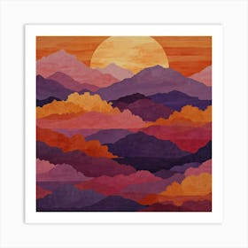 Sunset Over Mountains Art Print