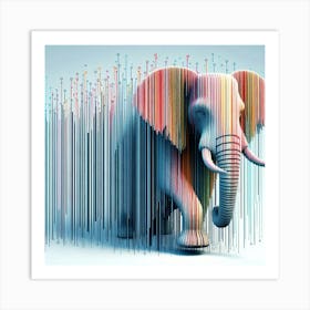 Elephant On A Barcode Background Art Print