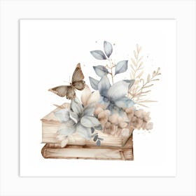 Butterfly On A Book 1 Art Print