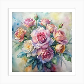 Watercolor Roses 20 Art Print