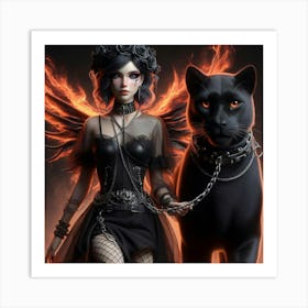 Gothic Black Cat Art Print