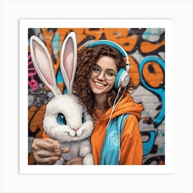 448917 Female Programmer With A Big Smile, White Rabbit E Xl 1024 V1 0 1 Art Print