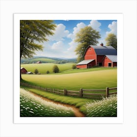 Red Barn In The Countryside 6 Art Print