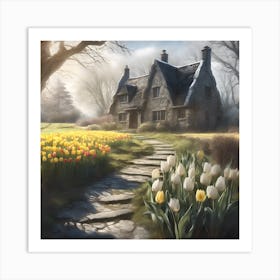 A Misty Morning in Early Spring at the Old Stone House Art Print