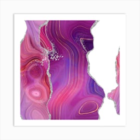 Magenta & Silver Agate Texture 05 1 Art Print