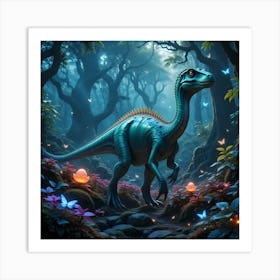 Dinosaur In The Forest Art Print