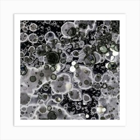 Alcohol Ink Black Square Art Print