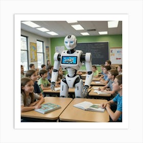 Robot In Classroom 6 Art Print