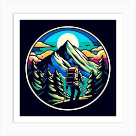 Hiker In The Mountains Art Print