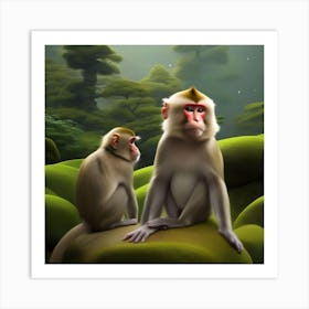 DOS JUNGLE MONKEYS Art Print