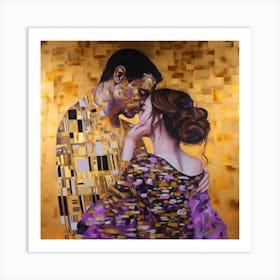 Magic021 The Kiss Painting By Gustav Klimt Gold Canvas Iin The Art Print