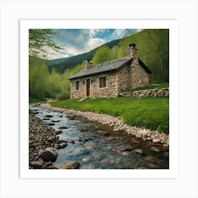 Cabin In The Mountains Art Print