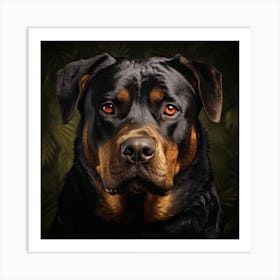 Portrait Of A Rottweiler Art Print