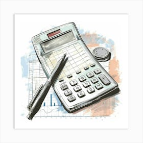 Calculator And Pen Art Print