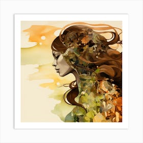 Watercolor Portrait Of A Woman 1 Art Print