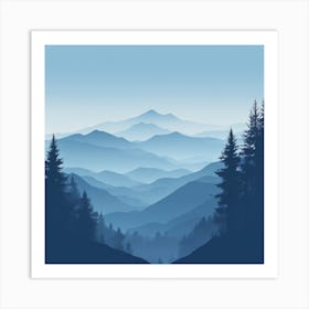 Misty mountains background in blue tone 62 Art Print