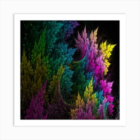 Multicolored Tree Painting Colorful Fractal Abstract Multi Colored Art Print