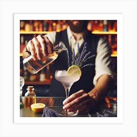 Bartender Pouring A Cocktail Art Print