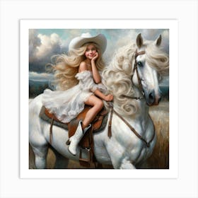 Cowgirl On Horseback 4 Art Print