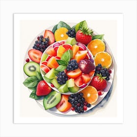 Fruit Salad Watercolor Illustration Art Print