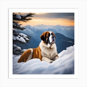 St Bernard Dog 1 Art Print