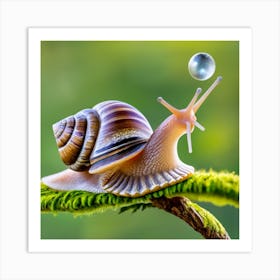 Snail With Water Drop Art Print