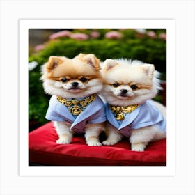 Two Pomeranian Dogs Art Print