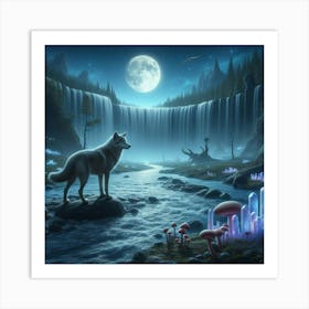 Wolf on the Riverbank 4 Art Print