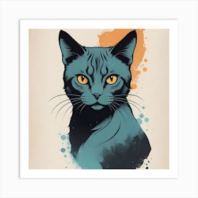 Blue Cat Canvas Print Art Print