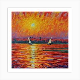 Sunset On The Nile Art Print