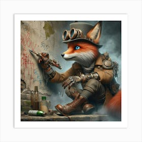 Steampunk Fox 5 Art Print