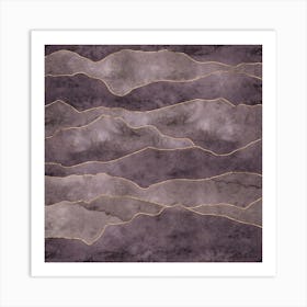 Mountain Range - Square Purple Art Print
