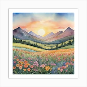 Sunset In The Mountains 24 Art Print