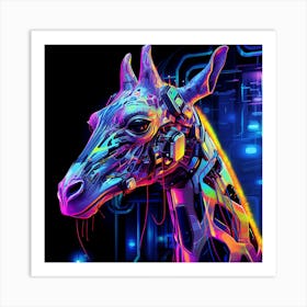 Neon Giraffe Art Print