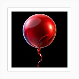 Red Balloon Isolated On Black Background Art Print