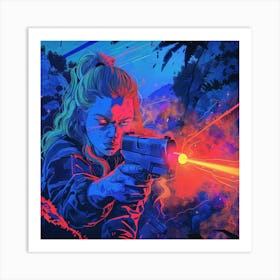 Girl With A Gun Art Print