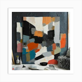 Original Abstract Painting On Canvas Dramatic Wall Art Black Mid Century Modern 12 Art Print