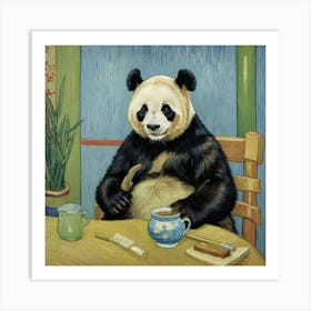 Penguins in Tuxedos, Bears on Vodka Panda At The Table Art Print