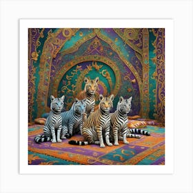 Tigers On A Rug Art Print