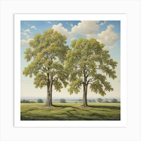 Two Elm Trees Art Print 3 Art Print