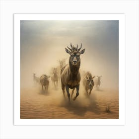 Herds Of Deer Art Print