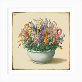 Vintage Wildflowers In A Bowl 5 Art Print